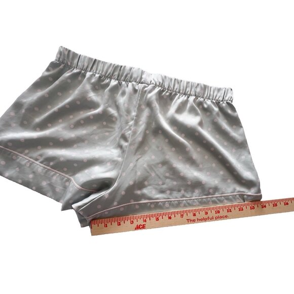 Victoria's Secret Size L Women’s Pajama Shorts Turquoise Polka Dot Satin Logo - Picture 6 of 11